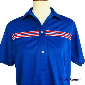 NOS Vintage Hilton Bowling Shirt Womens Sz 38 Red White Blue Polyester USA Made